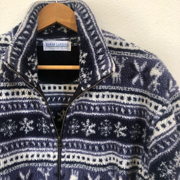 Marsh Landing Jackets & Blazers - Vintage Marsh Landing zip up sherpa fleece jacket